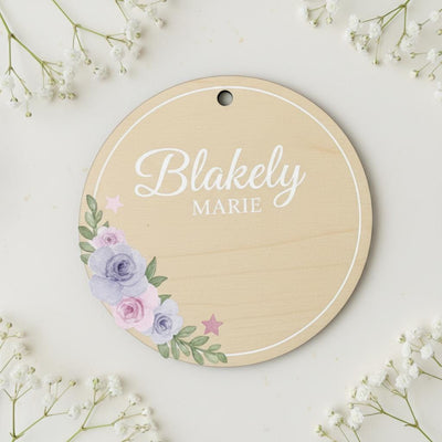 Personalized Baby Announcement Disc, Wooden Baby Birth Stats Sign, Custom Newborn Name Sign, Baby Announcement Photo Prop