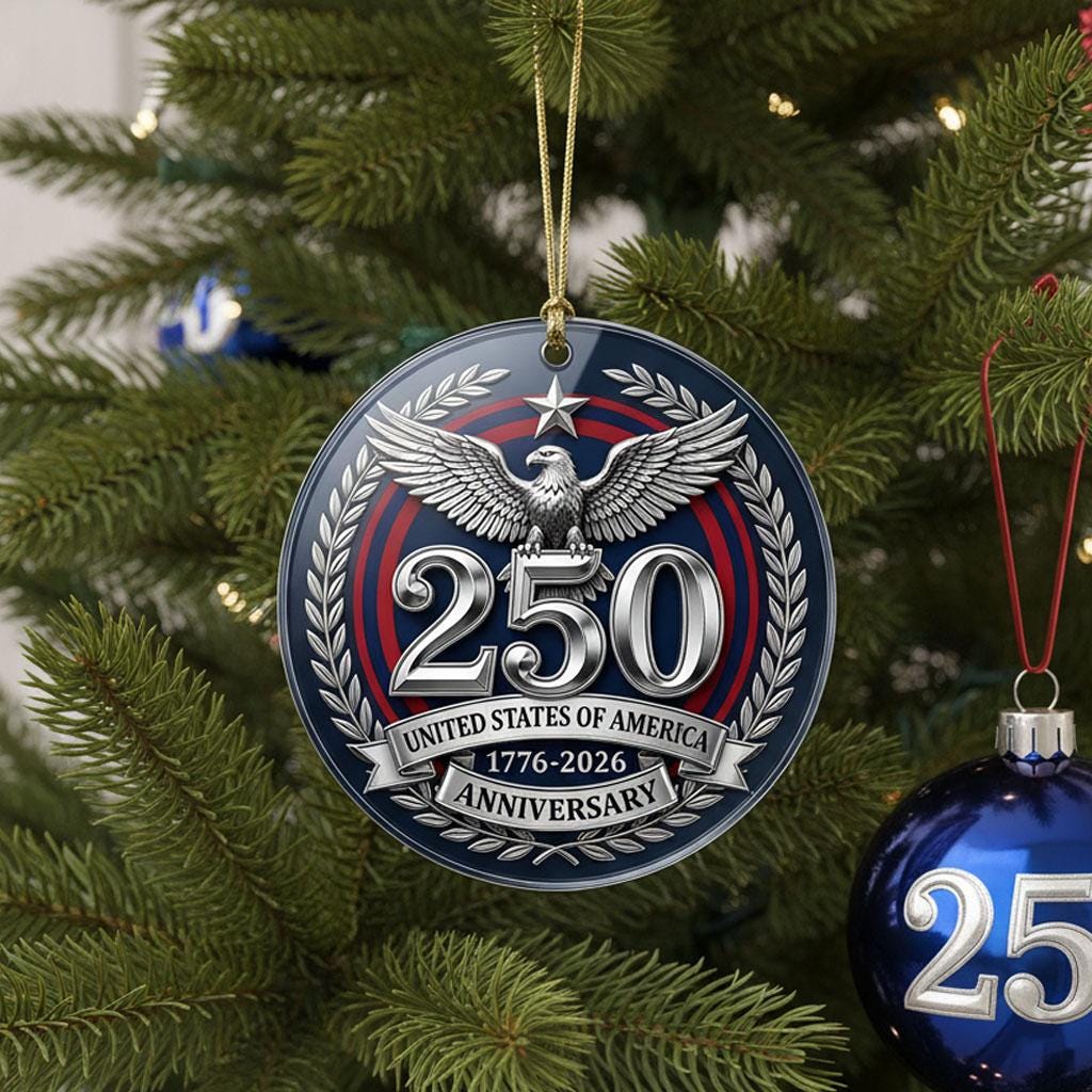 United States 250th Anniversary Ornament, 2026 Semiquincentennial Silver Medal, 1776-2026 Patriotic Eagle Gift, USA Keepsake Decor