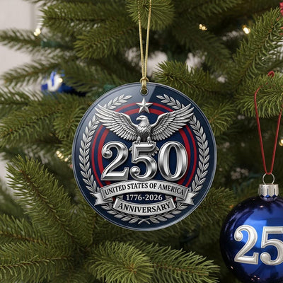 United States 250th Anniversary Ornament, 2026 Semiquincentennial Silver Medal, 1776-2026 Patriotic Eagle Gift, USA Keepsake Decor