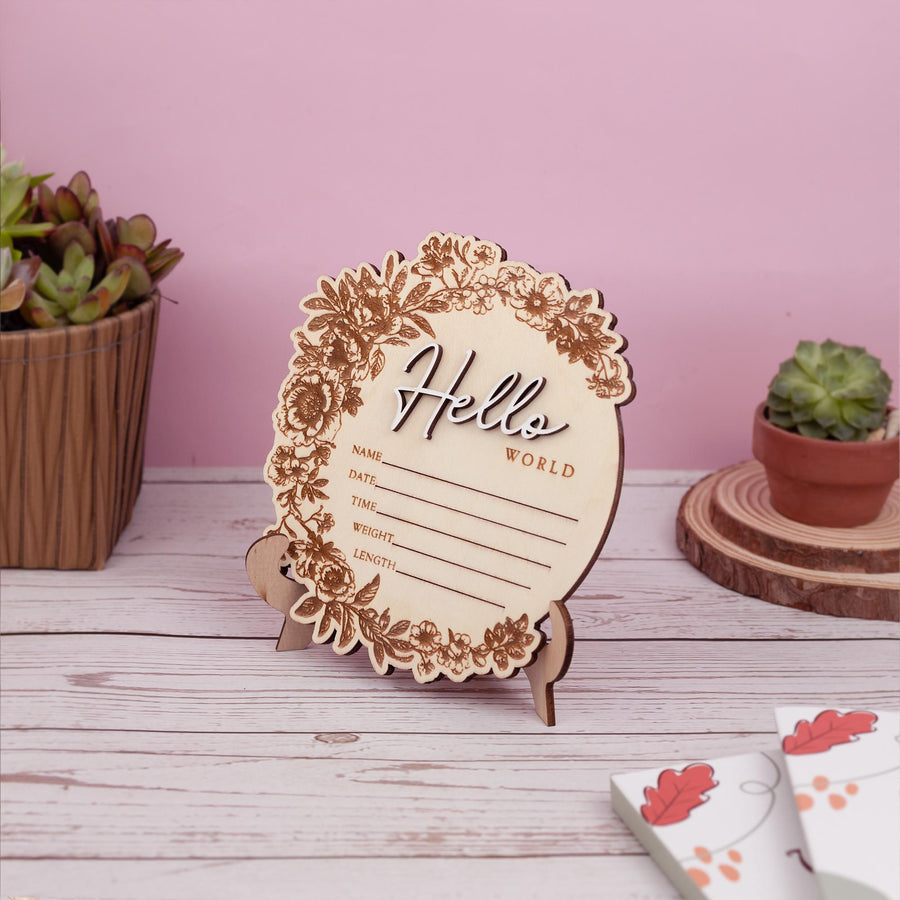 Floral Baby Name Announcement Sign With Birth Stats, Baby Arrival Announcement Sign, Baby Name Reveal, Personalized Baby Announcement Sign