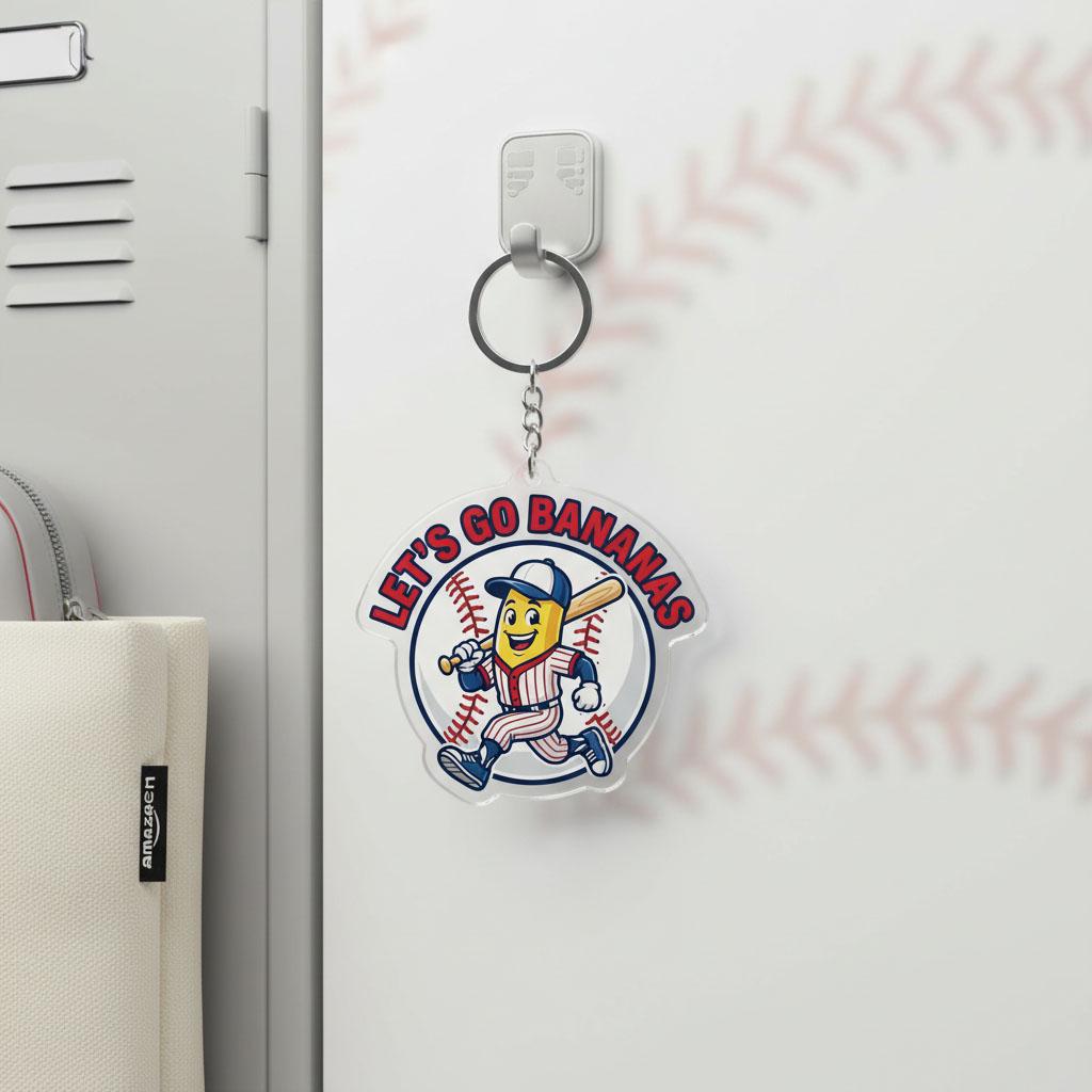 Funny Baseball Keychain, Cute Baseball Fan Keychain, Baseball Bag Charm, Acrylic Baseball Keychain, Baseball Lover Gift