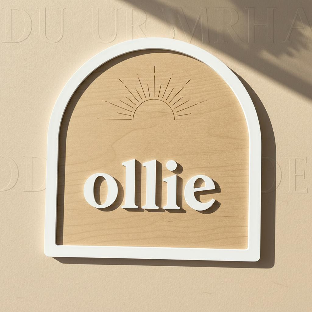 Personalized Baby Name Sign Wooden Nursery Decor, Custom Baby Name Plaque, Modern Arch Nursery Wall Sign Minimalist Baby Room Decor