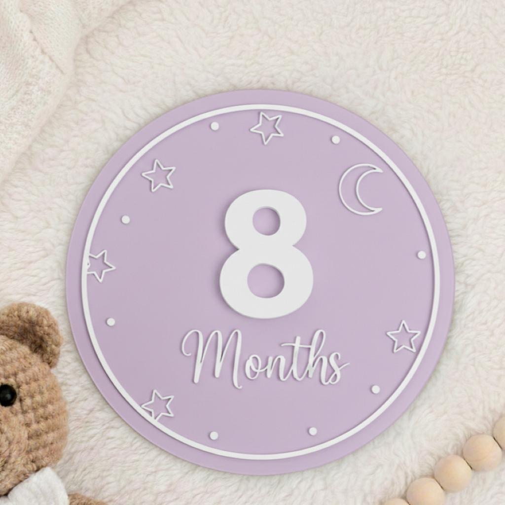 Acrylic Baby Monthly Milestone Sign with Numbers, Newborn Photo Prop