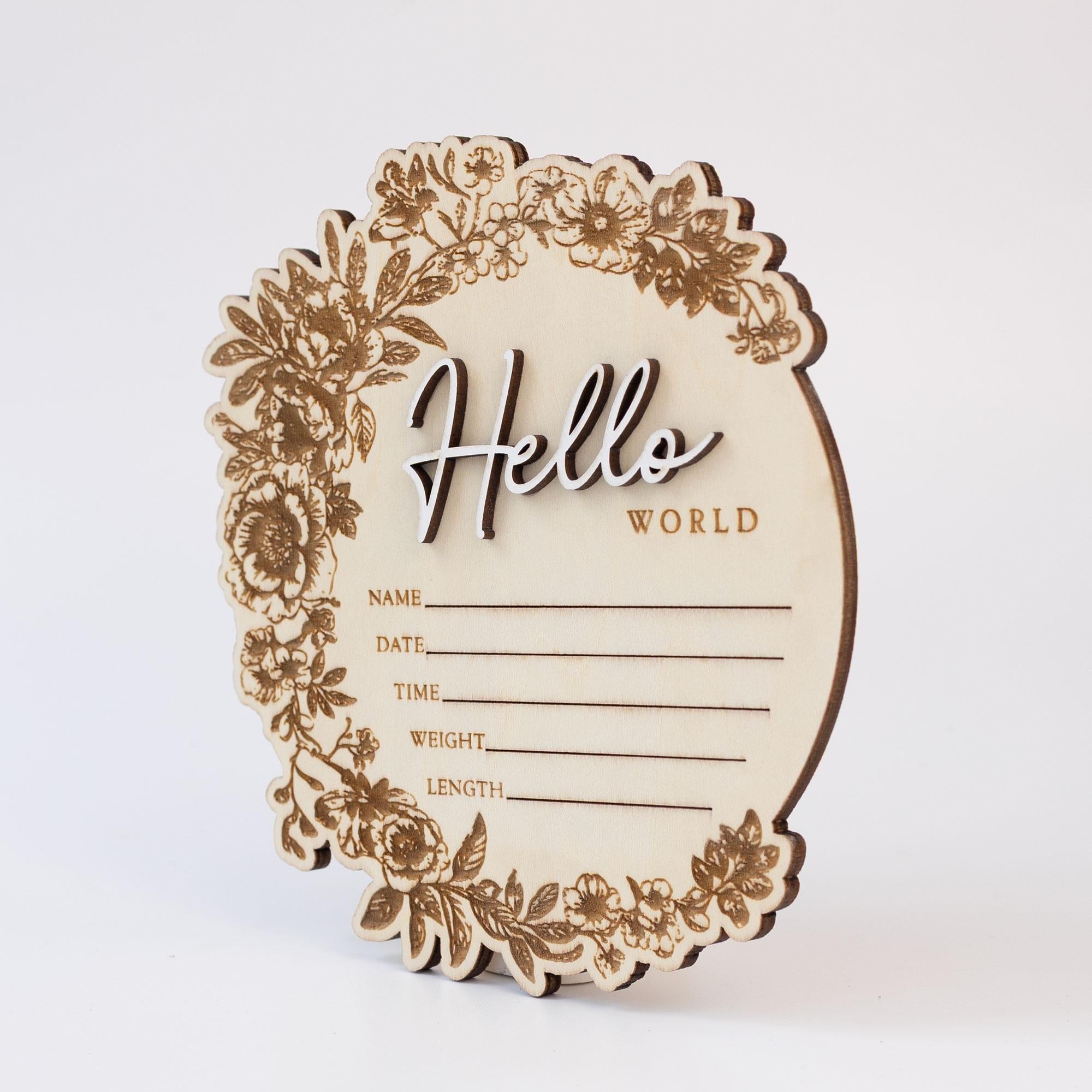 Floral Baby Name Announcement Sign With Birth Stats, Baby Arrival Announcement Sign, Baby Name Reveal, Personalized Baby Announcement Sign