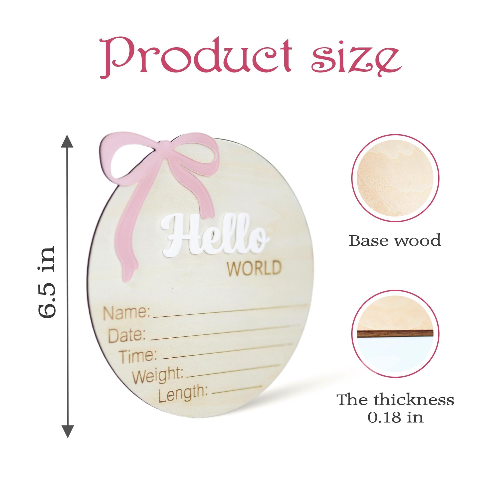 Hello World Baby Announcement Sign, Baby Girl Birth Announcement Sign, Baby Girl Name Sign, Newborn Photo Prop, Baby Shower Gift Keepsake