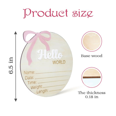 Hello World Baby Announcement Sign, Baby Girl Birth Announcement Sign, Baby Girl Name Sign, Newborn Photo Prop, Baby Shower Gift Keepsake
