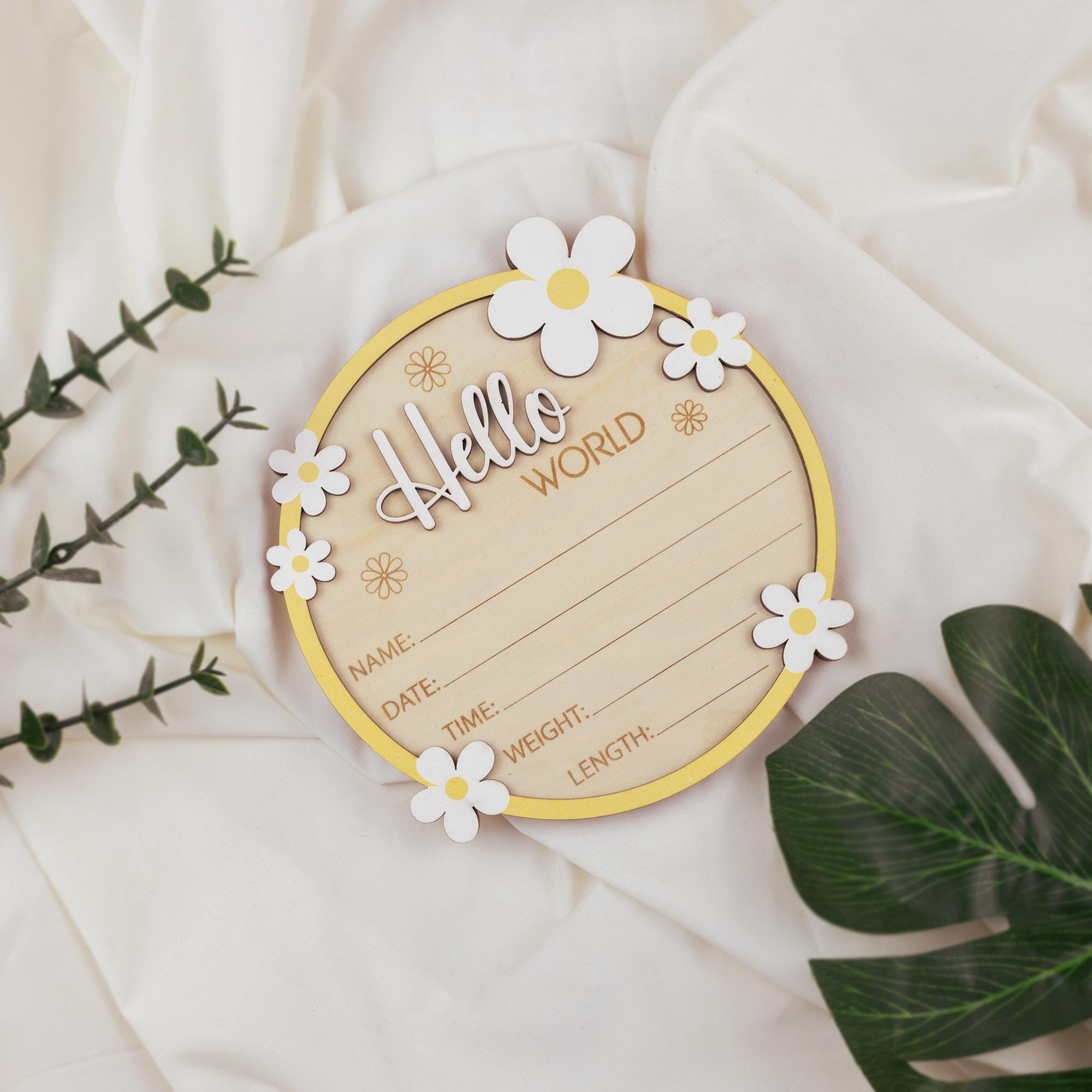 Hello World Sign, Daisy Birth Stats Sign, Daisy Birth Announcement,Baby Name Reveal For Hospital,Baby Name Reveal Baby Shower,Baby Name Sign
