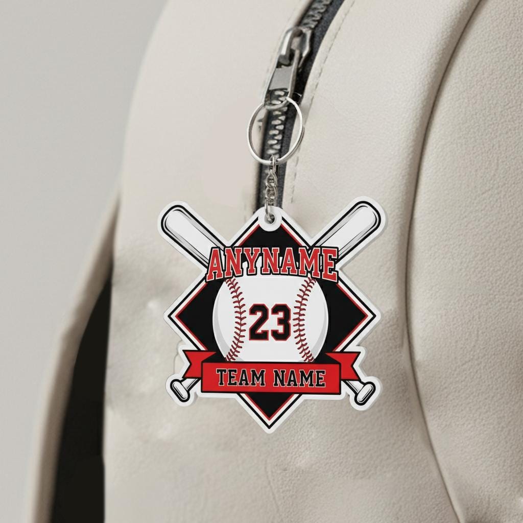 Personalized Baseball Keychain Custom Player Name Number Team Name, Baseball Team Gift, Little League Player Keychain