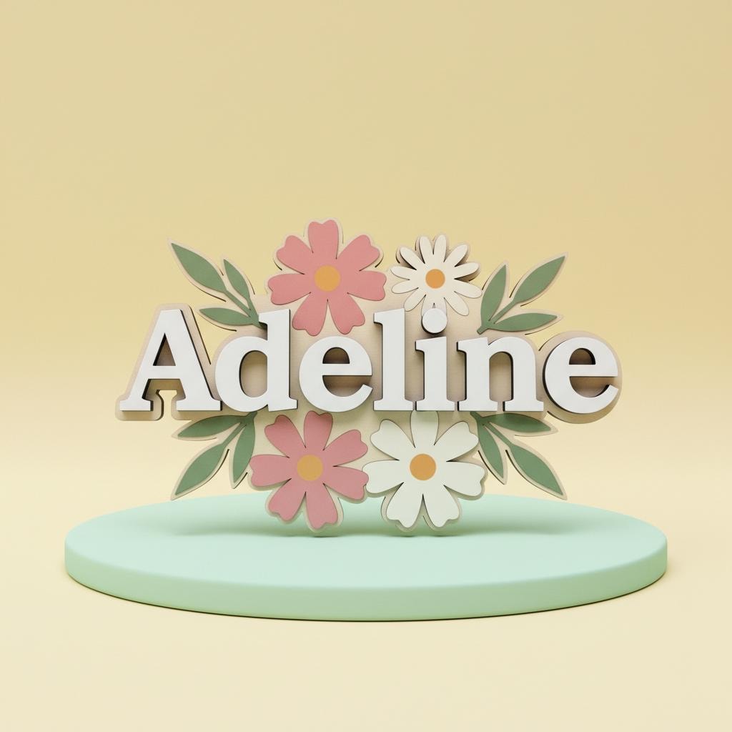 Personalized Baby Name Sign, Wooden Floral Nursery Name Plaque, Custom Baby Girl Room Decor, Flower Nursery Wall Decor