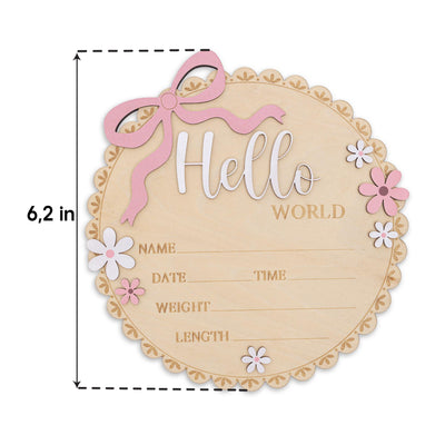 Baby Girl Hello World Sign Wooden Birth Stats Baby Shower Gift