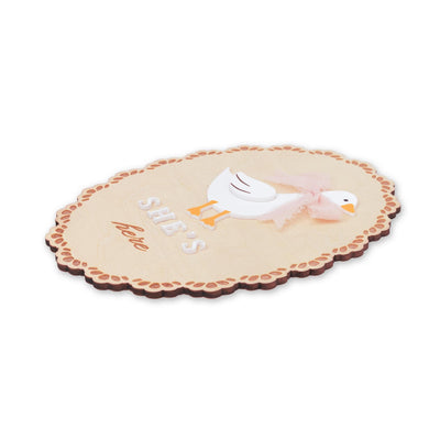 She’s Here Wooden Baby Announcement Sign, Newborn Nursery Decor