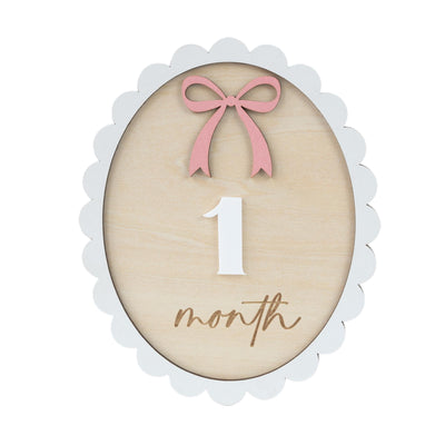 Wooden Baby Milestone Marker with Interchangeable Numbers, Baby Girl Monthly Milestone Sign, Baby Shower Gift, Baby Monthly Milestone Board