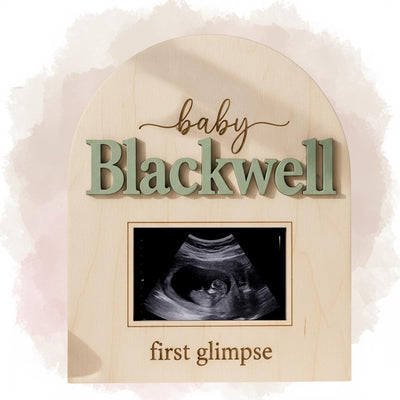 Baby Announcement Sign, Personalized Wooden Ultrasound Photo Pregnancy Reveal Sign, Custom Baby Name Nursery Decor