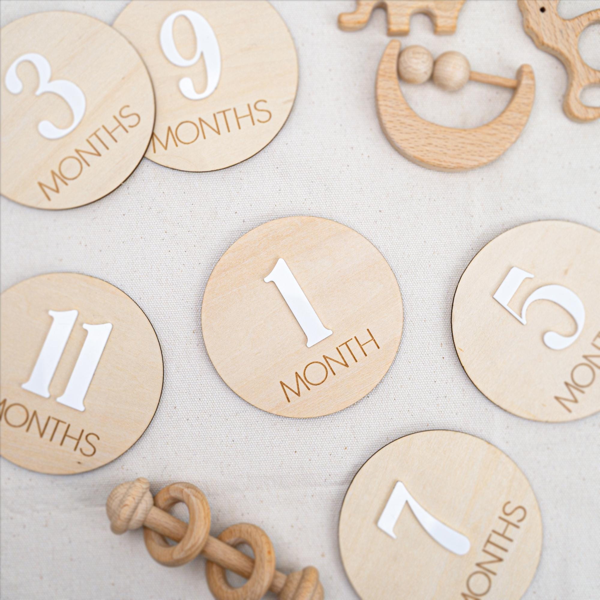 Baby Monthly Milestone Discs, Monthly Milestone Cards Baby, 3D Wood Engraved Monthly Milestone Markers, Newborn Photo Props,Boho Baby Shower