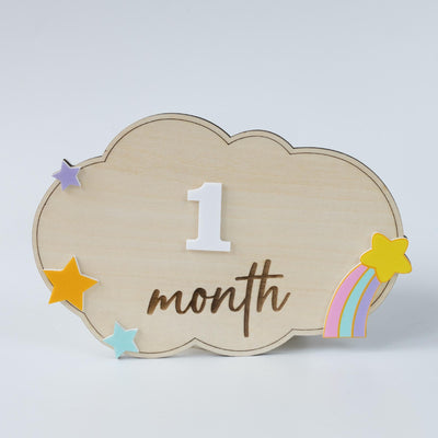 Personalized Baby Milestone Sign, Interchangeable Milestone Cards, Baby Monthly Milestone Marker, Wooden Baby Photo Prop, Baby Shower Gift