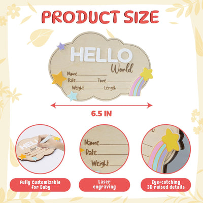 Hello World Baby Announcement, Newborn Birth Stat Sign, Milestone Card, Hospital Name Sign, 3D Wood Sign, Nursery Photo, Baby Photo Prop