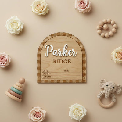 Personalized Baby Birth Stats Sign, Wooden Baby Name Announcement Sign, Custom Newborn Birth Details Plaque Nursery Decor