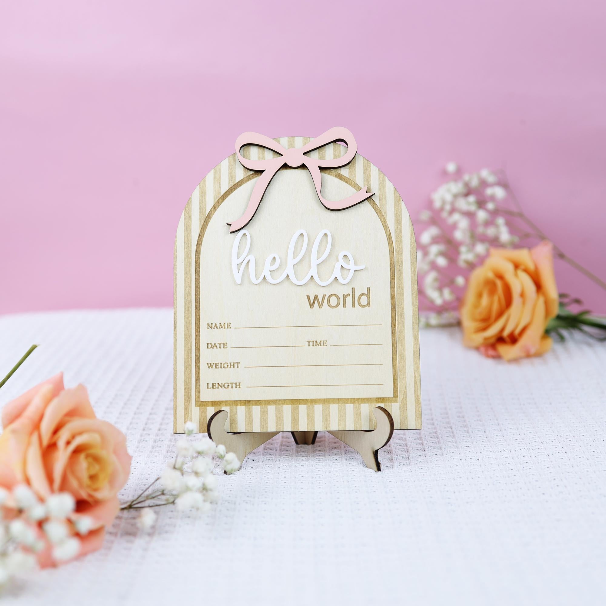 Baby Stat Sign, Hello World Birth Announcement, Hello World Baby Announcement Sign, Baby Photo Props, Welcome Baby Sign