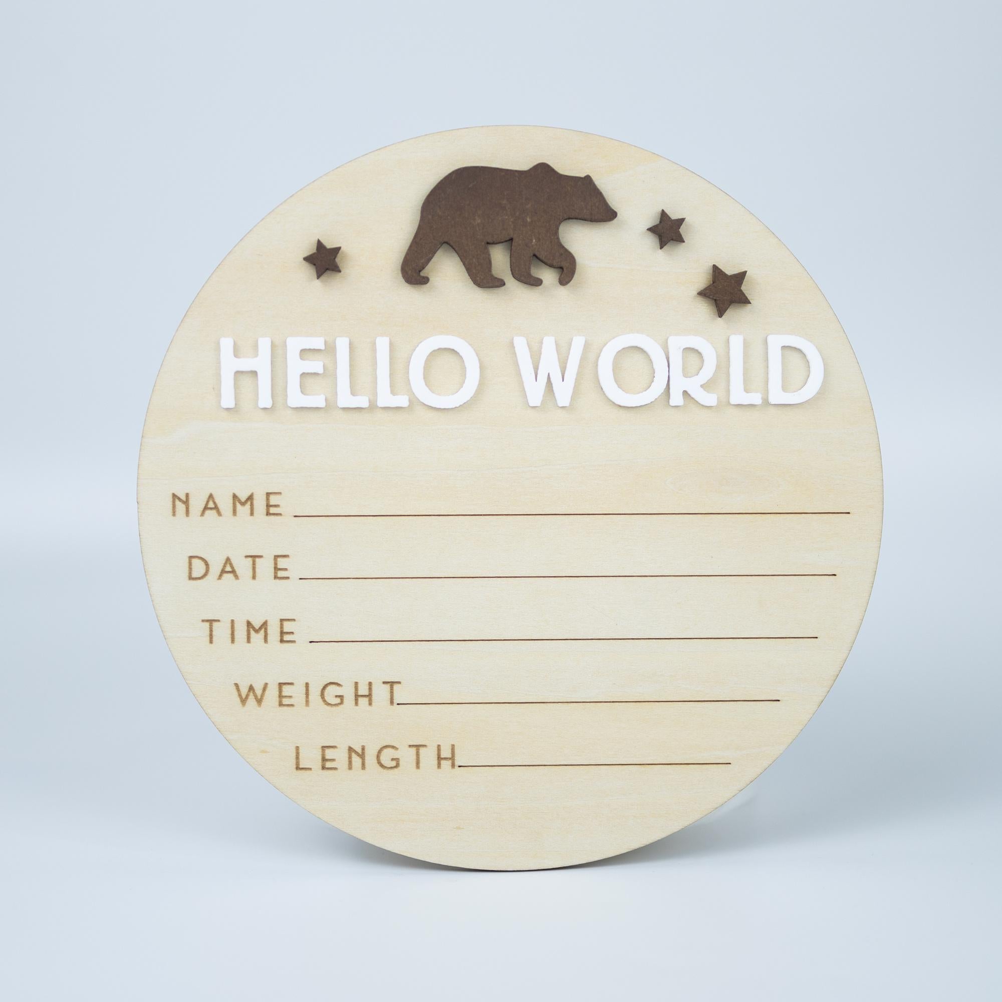 Hello World Sign, Birth Announcement, Birth Stats Sign, Baby Name Announcement, Hospital Name Sign, Newborn Wood Sign