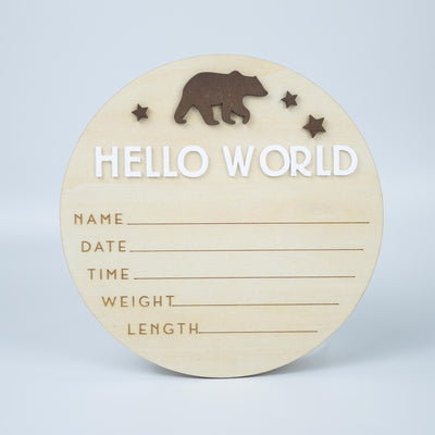 Hello World Sign, Birth Announcement, Birth Stats Sign, Baby Name Announcement, Hospital Name Sign, Newborn Wood Sign
