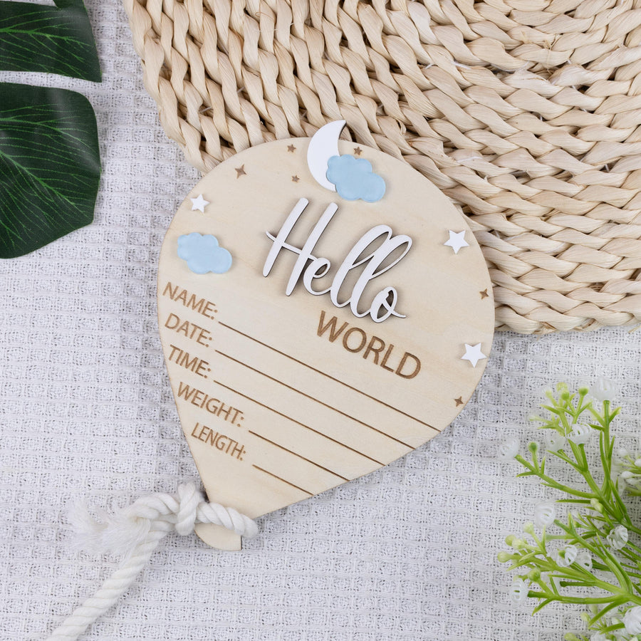Air Balloon Baby Name Sign, Baby Photo Props, Hospital Birth Announcement Sign, Baby Stats Sign, Moon and Name Sign, Baby Boy Birth Signs