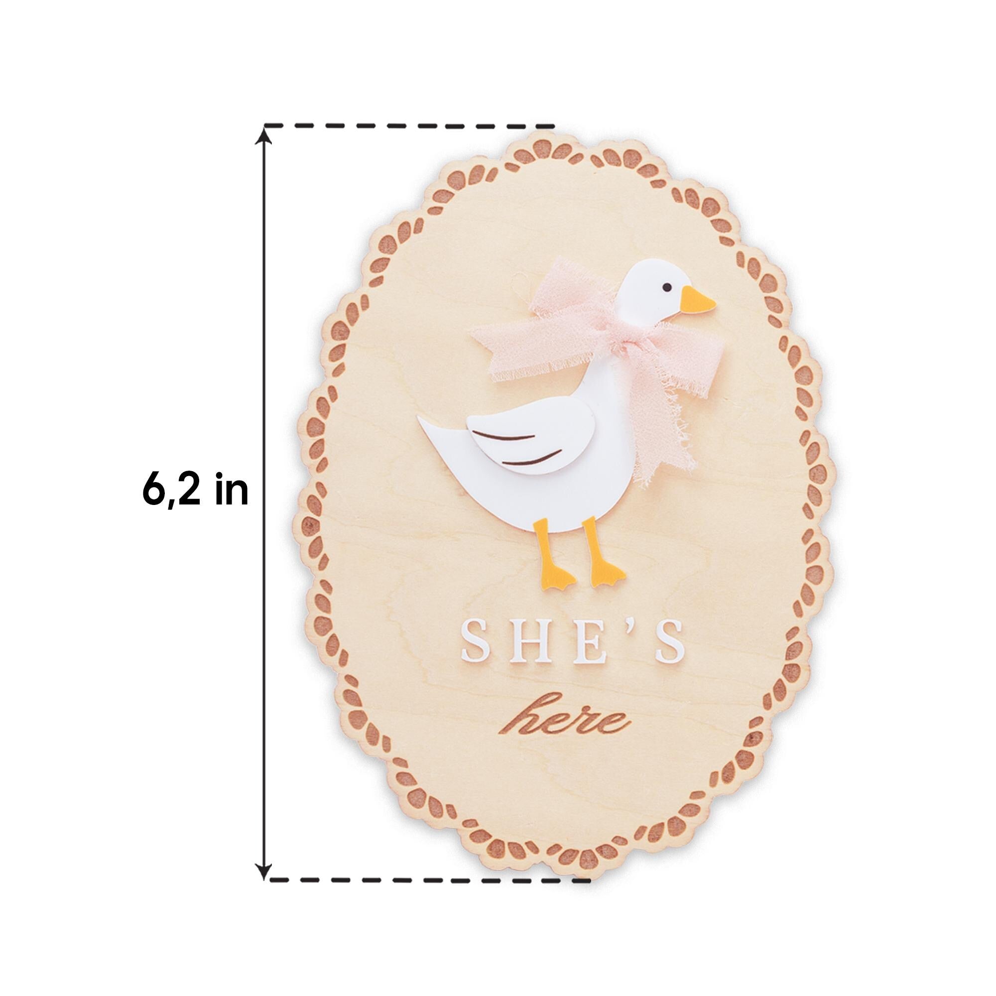She’s Here Wooden Baby Announcement Sign, Newborn Nursery Decor