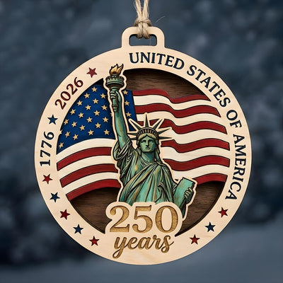 Statue of Liberty Ornament 2026, 250th Anniversary Wood Decor, 1776-2026 Patriotic Gift, Layered Wooden Liberty USA Milestone Keepsake