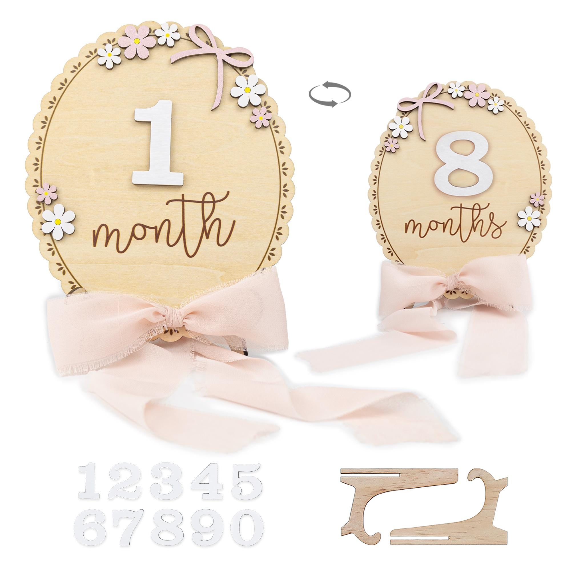 Daisy Monthly Milestone, Baby Milestone, Baby Girl Photo Prop, Boho Baby Milestone,Wooden Daisy Flower Milestone Disc,Monthly Baby Milestone