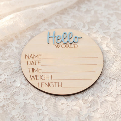 Personalized Hello World Baby Sign Wooden Newborn Keepsake