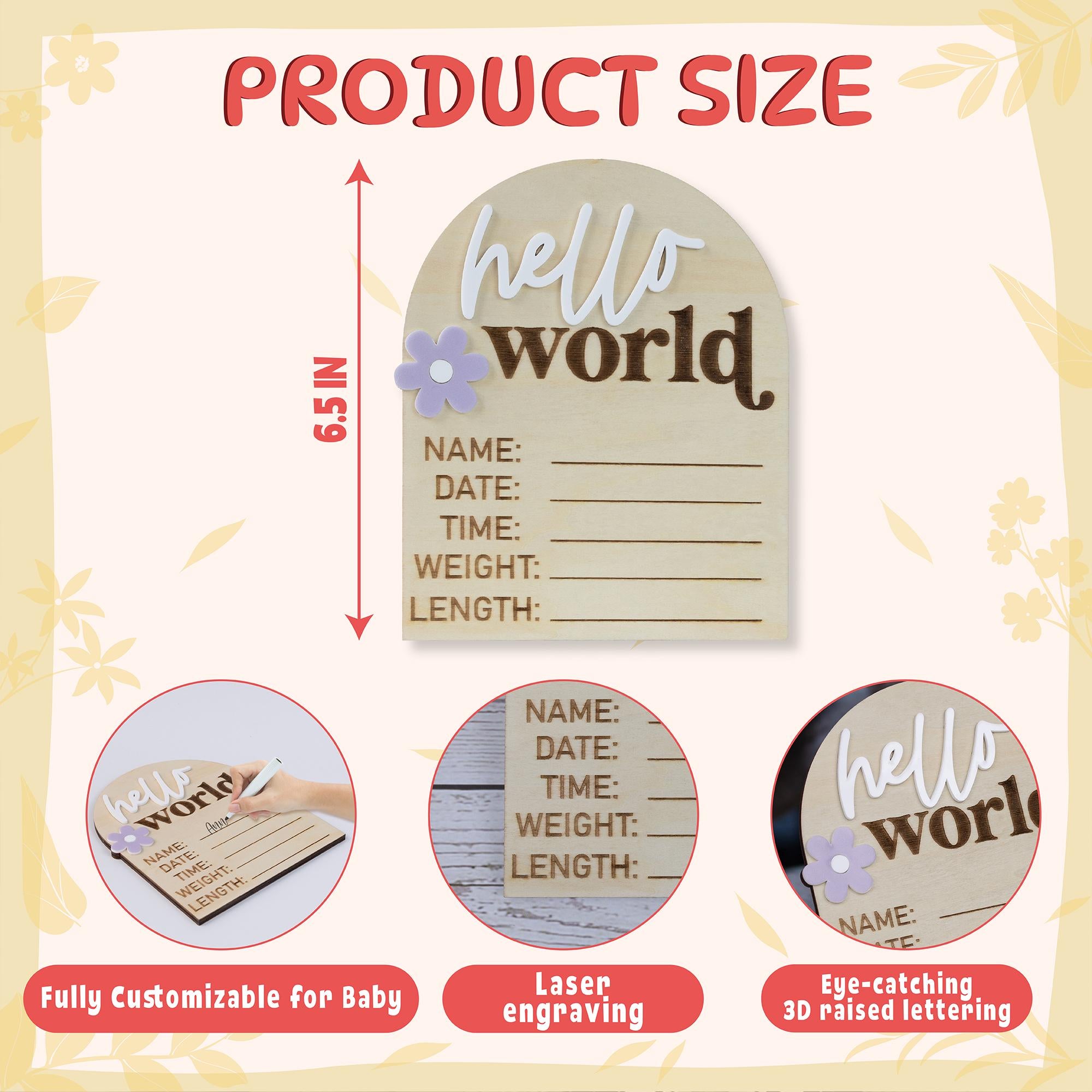 Hello World Sign, Baby Birth Announcement, Baby Name Announcement, Hospital Name Sign, Birth Star Sign, I’m New Here, Surprise Gender Sign