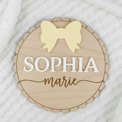 Personalized Wooden Baby Name Sign with Bow, Girl Nursery Name Decor