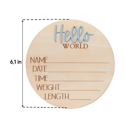 Personalized Hello World Baby Sign Wooden Newborn Keepsake