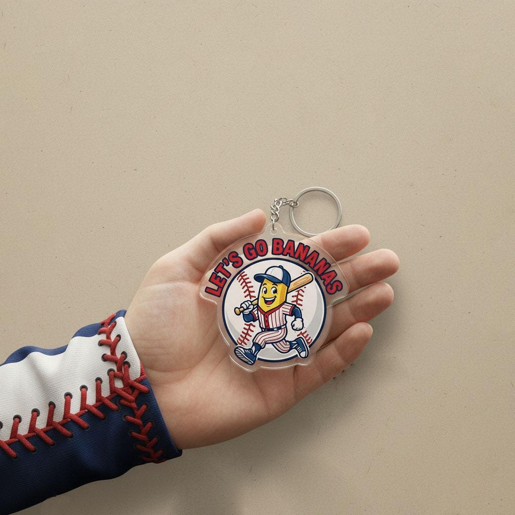 Funny Baseball Keychain, Cute Baseball Fan Keychain, Baseball Bag Charm, Acrylic Baseball Keychain, Baseball Lover Gift