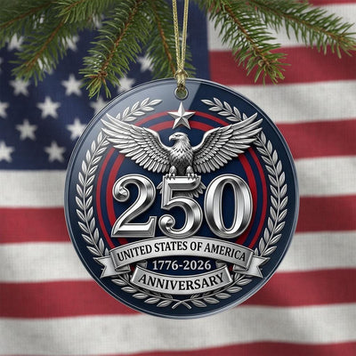United States 250th Anniversary Ornament, 2026 Semiquincentennial Silver Medal, 1776-2026 Patriotic Eagle Gift, USA Keepsake Decor