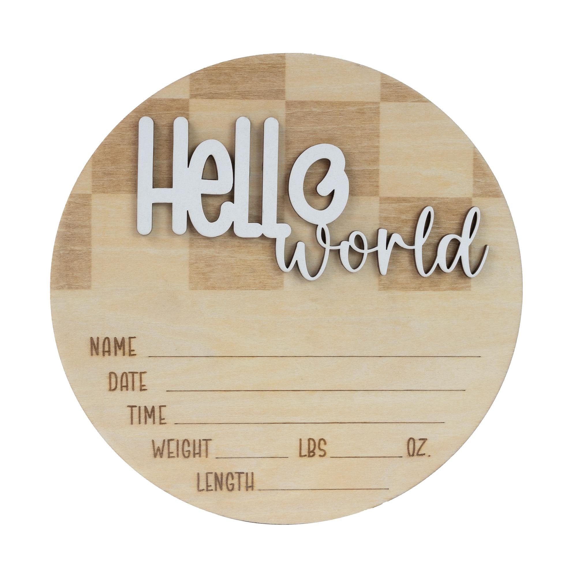 Personalized Hello World Baby Announcement Sign, Custom Newborn Name Sign, Baby Birth Stats Hospital Photo Prop Sign, Gender Reveal Sign