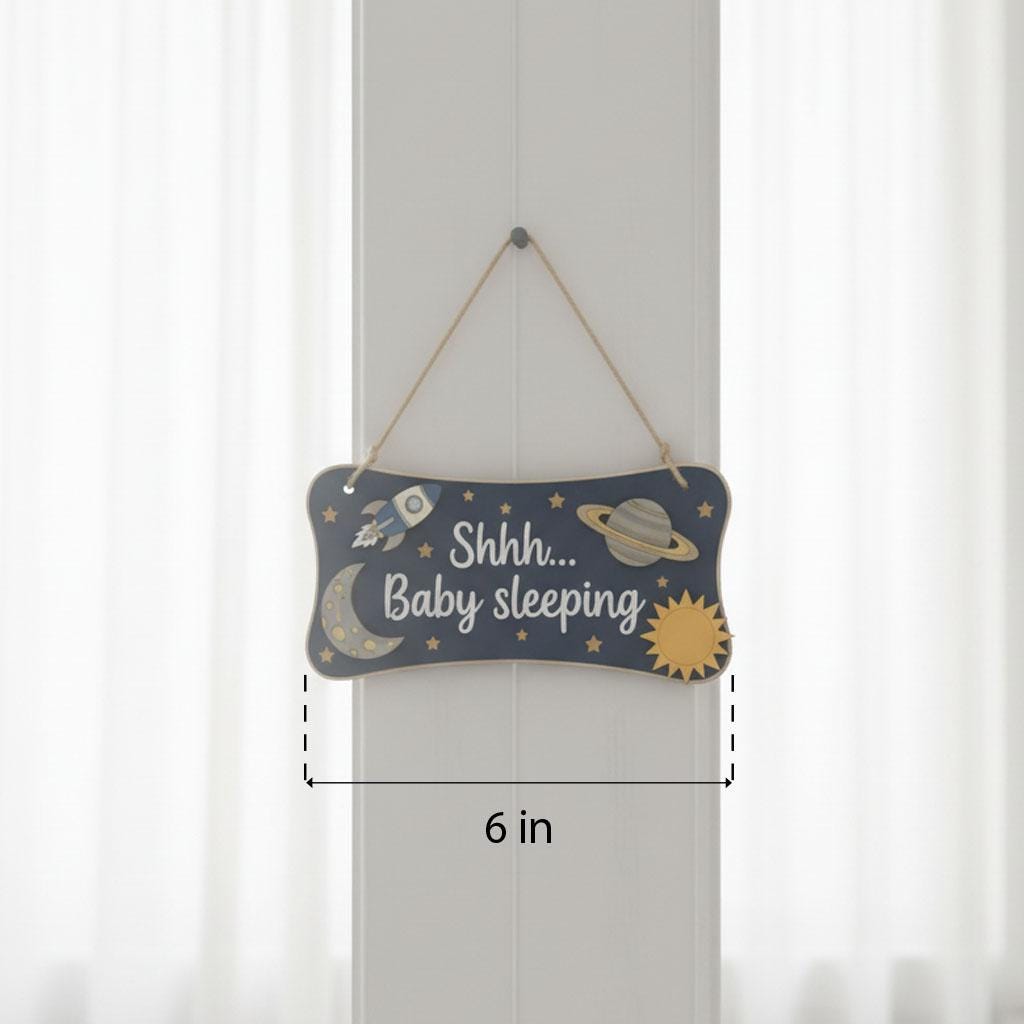 Baby Sleeping Door Sign Do Not Disturb | Outer Space Wooden Hanger | Rocket Ship Shh Plaque | Custom Galaxy Boy Nursery Decor