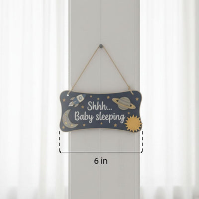 Baby Sleeping Door Sign Do Not Disturb | Outer Space Wooden Hanger | Rocket Ship Shh Plaque | Custom Galaxy Boy Nursery Decor