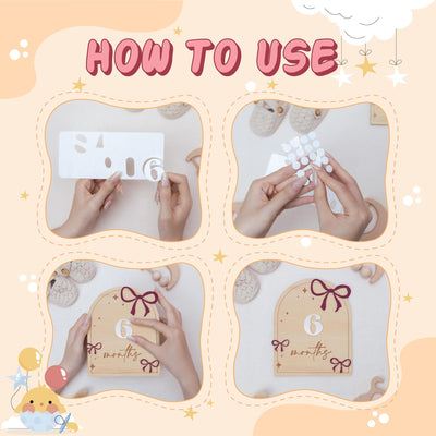 Wooden Baby Milestone Arch Sign with Interchangeable Numbers 1–12