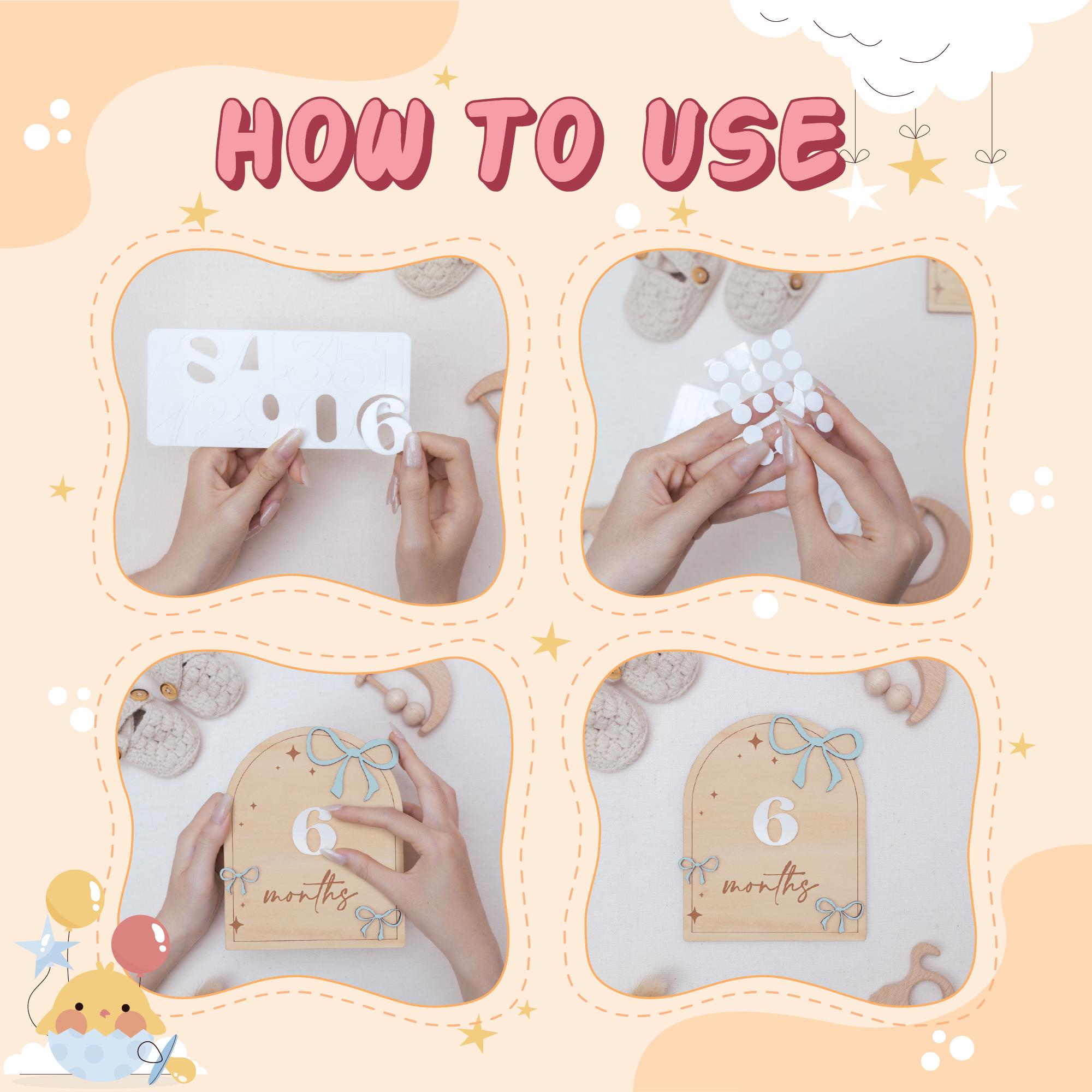 Wooden Baby Milestone Signs 1–12 Months | Monthly Photo Props