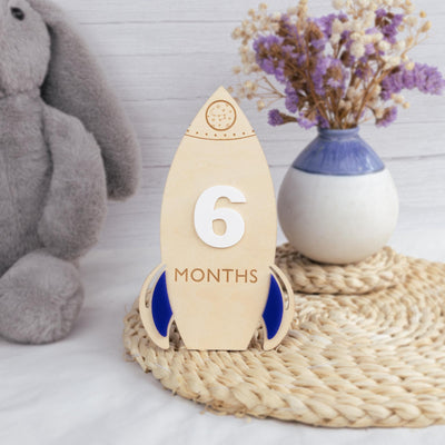 Wooden Rocket Baby Boy Milestone, Galaxy Baby Shower, Space Theme Baby Shower, Baby Sign, Nursery Decor, Boho Baby Milestone,Baby Photo Prop
