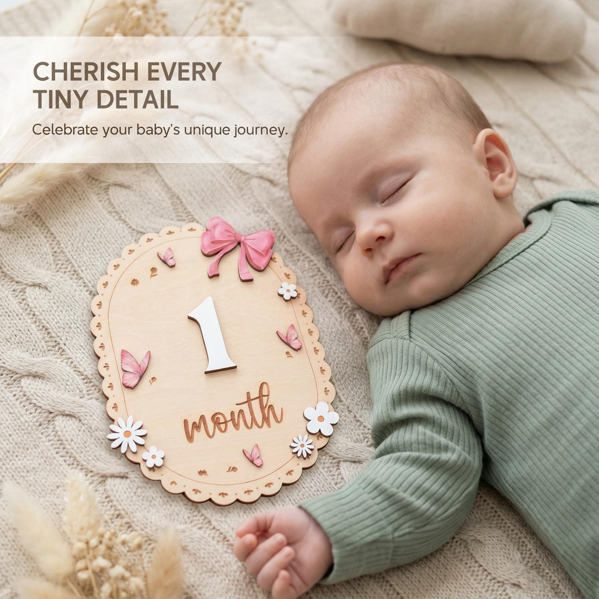 Baby Monthly Milestone Sign Wooden Baby Month Sign Double Sided Month Months First Year Baby Photo Prop Nursery Decor