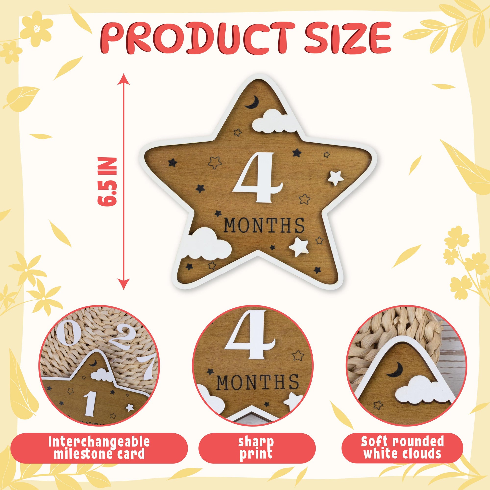 Baby Monthly Milestone Marker, Scalloped Monthly Baby Milestone Disc, Newborn Infant Month Prop, Baby Shower Gift, Night Sky Baby Photo Prop