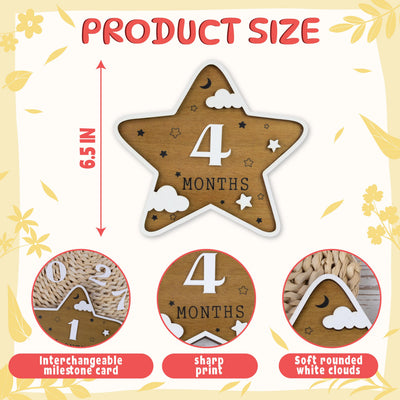 Baby Monthly Milestone Marker, Scalloped Monthly Baby Milestone Disc, Newborn Infant Month Prop, Baby Shower Gift, Night Sky Baby Photo Prop