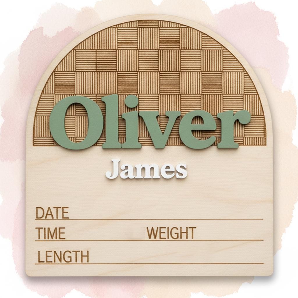 Personalized Baby Birth Announcement Sign Wooden Name Milestone Board