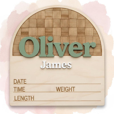 Personalized Baby Birth Announcement Sign Wooden Name Milestone Board
