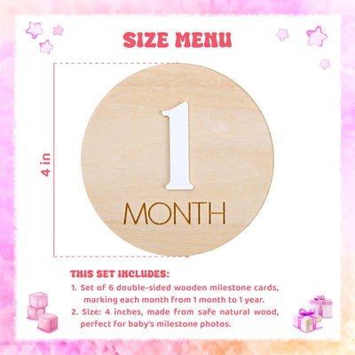 Baby Monthly Milestone Discs, Monthly Milestone Cards Baby, 3D Wood Engraved Monthly Milestone Markers, Newborn Photo Props,Boho Baby Shower