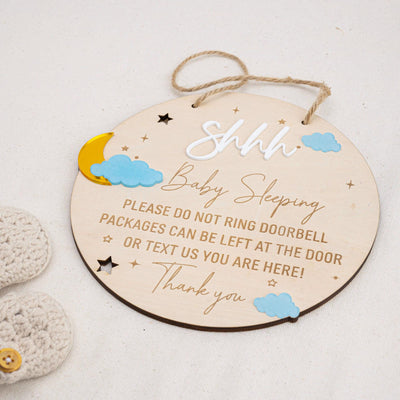 Baby Sleeping Sign, Do Not Disturb Baby Sleeping, Dont Ring Doorbell Sign, Front Door Sign, Do Not Knock Or Ring Bell, Baby Shower Gift