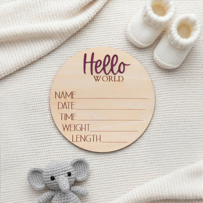 Baby Birth Stats Sign Hello World Personalized Wooden Newborn Decor