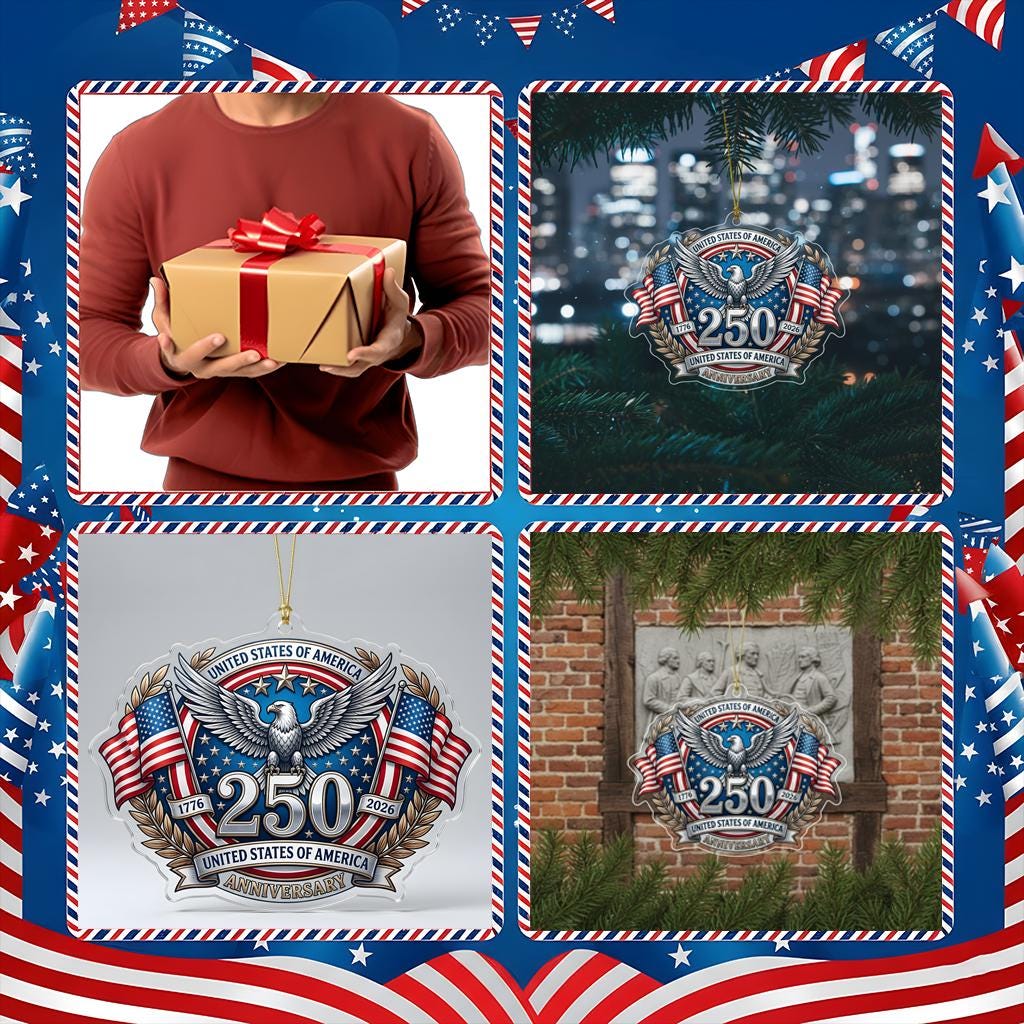 USA 250th Anniversary Ornament, Semiquincentennial Eagle Emblem Gift, 1776-2026 Patriotic Acrylic Decor, America 250 Years Keepsake