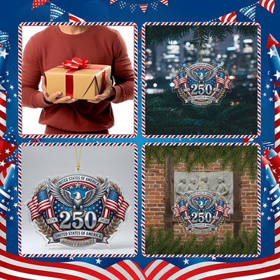 USA 250th Anniversary Ornament, Semiquincentennial Eagle Emblem Gift, 1776-2026 Patriotic Acrylic Decor, America 250 Years Keepsake